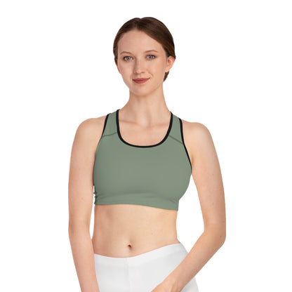 Wild Waters Sports Bra – Dragonfly Back Detail in Earthy Sage