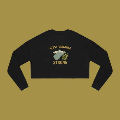 West Virginia Mountain Strong Retro Folk Cropped Sweatshirt, Vintage Women's WV Pullover, Boho Chic Graphic Top, Mountain Lover Gift, WV