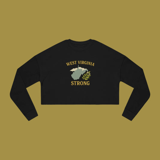 West Virginia Mountain Strong Retro Folk Cropped Sweatshirt, Vintage Women's WV Pullover, Boho Chic Graphic Top, Mountain Lover Gift, WV