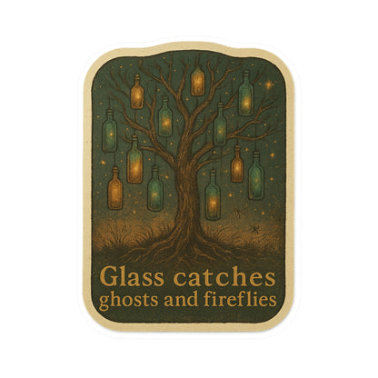Whimsical Ghost & Firefly Vinyl Decals, Aesthetic Window Stickers, Home Decor, Nature Lover Gifts, Unique Wall Art, Halloween Decor