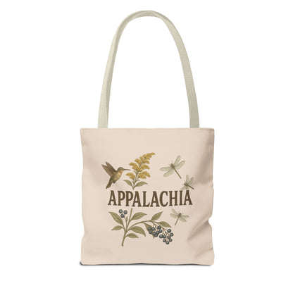 Appalachian Wildflowers Farmer's Market Tote Bag, Floral Eco-Friendly Shopping Bag, Hummingbird Reusable Grocery Bag, Nature Lover Gift,