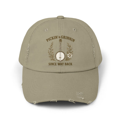 Unisex Distressed Cap - Stylish Bluegrass Hat for Music Lovers, Perfect Gift for Musicians, Casual Wear, Festival Fashion, Vintage Cap