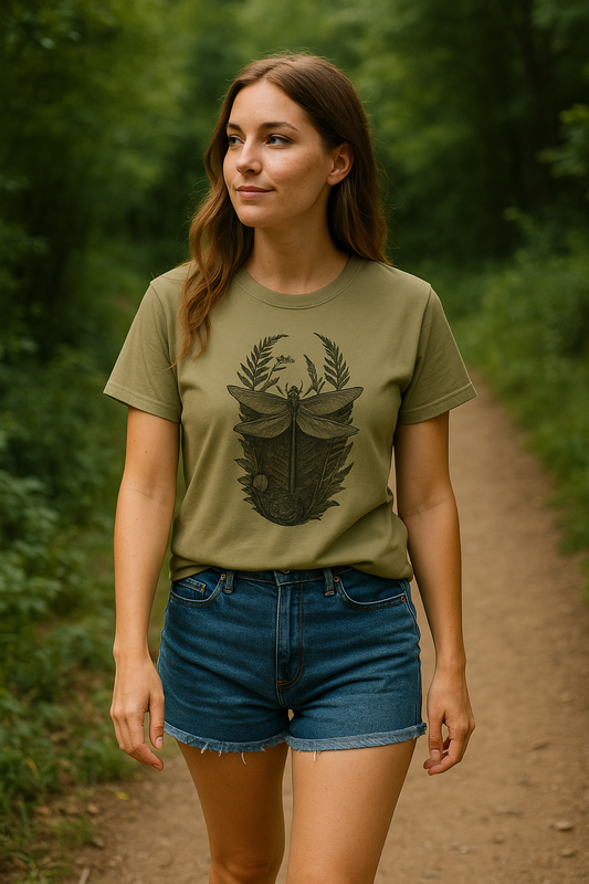 Fern & Flight Dragonfly T-Shirt – Vintage Botanical Nature Tee | Wild Waters