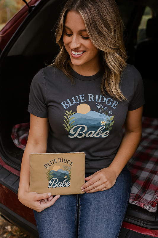 Blue Ridge Babe Accessory Pouch, Makeup Bag, Travel Organizer, Zipper Pouch, Gift for Her, Cosmetic Case