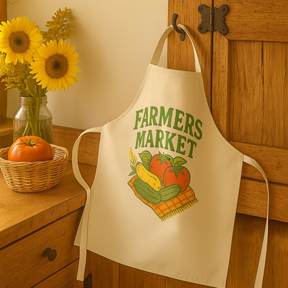 Farmers Market Apron - Colorful Gardening Gift, Kitchen Accessory, BBQ Outfit, Cooking Lover's Present, Sustainable Living Must-Have