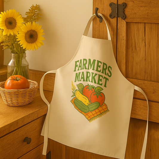 Farmers Market Apron - Colorful Gardening Gift, Kitchen Accessory, BBQ Outfit, Cooking Lover's Present, Sustainable Living Must-Have
