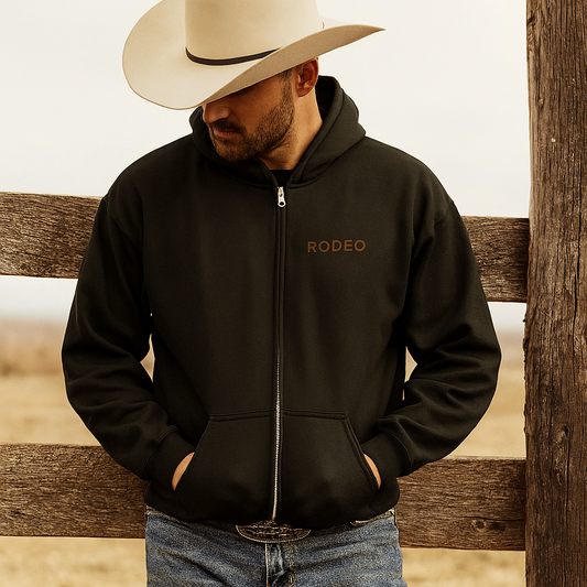 70's style Born to Buck Rodeo Country Western Hoodie, Unisex Heavy Blend Full Zip Hoodie - Stylish and Comfortable
