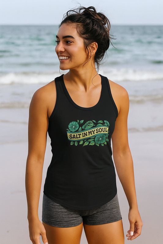 🌊 Salt in My Soul Racerback Tank – Coastal Spirit Edition