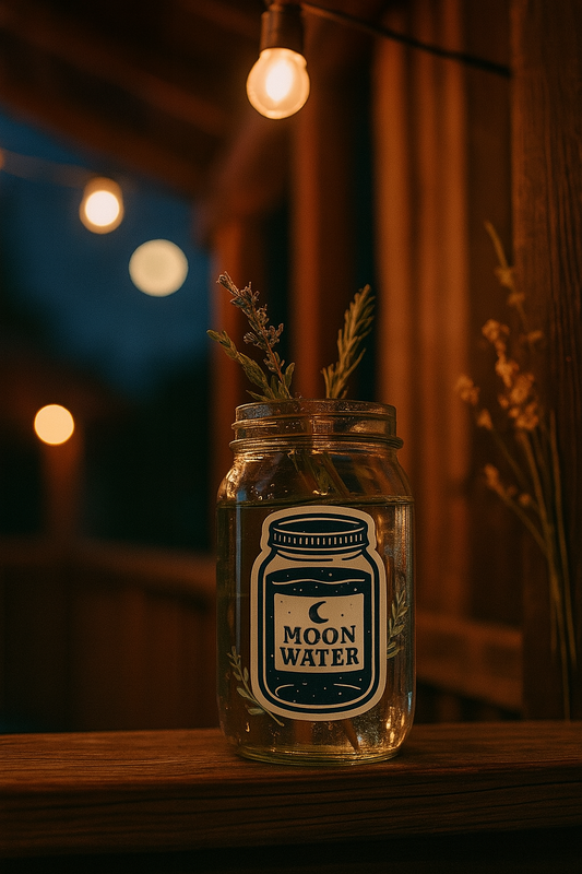 Moon Water Die-Cut Transparent Outdoor Sticker, Aesthetic Vinyl Decal for Water Bottles, Laptops, Cars & Journals, Boho Sticker