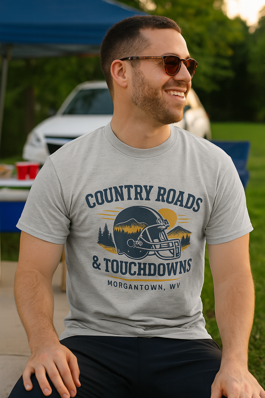 Country Roads and Touchdowns T-Shirt, Game Day Shirt, Retro College Football Tee