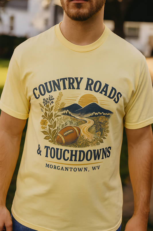 Country Roads Gameday T-shirt, Country Roads Tailgating Shirt, Touchdowns Tee, West Virginia Fan Apparel, Unisex Tee
