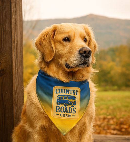 Country Roads Crew Pet Bandana | Dog Scarf | Outdoor Dog Gear | Pet Gift for Dog Lovers
