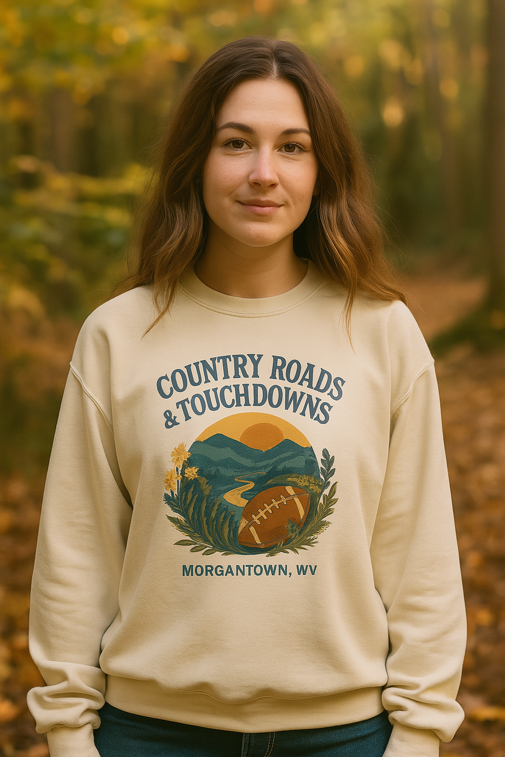 Gameday Crewneck Sweatshirt - Country Roads Touchdowns, Football Fan Apparel, Game Day Gear