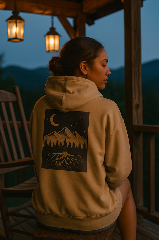 Mountain Roots Hoodie, Nature Lover Gift, Earthy Feeling Sweatshirt, Outdoor Enthusiast Clothing, Unisex Mountain Hoodie, Deep Roots