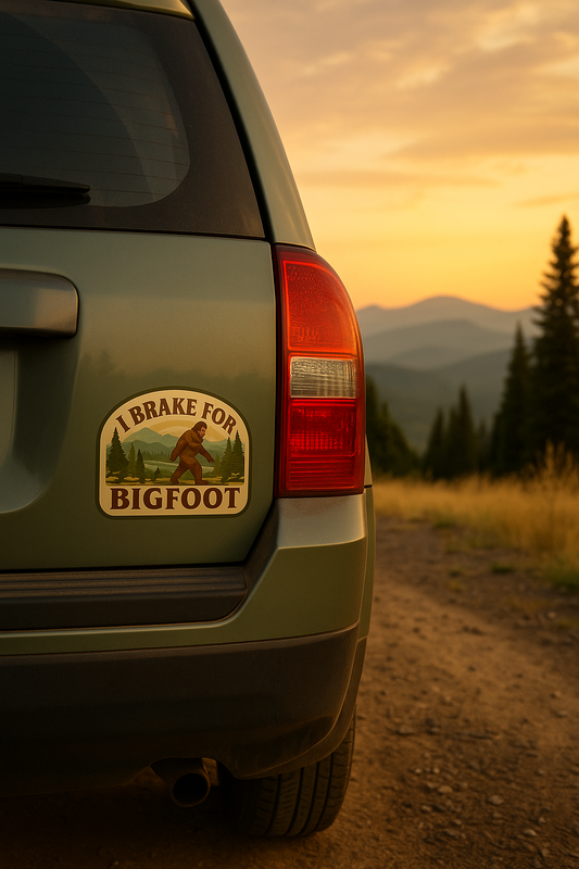 Bigfoot Kiss-Cut Vinyl Decals, Playful Sasquatch Stickers for Car, Home Decor, Gifts, Outdoor Adventures, Nature Lovers