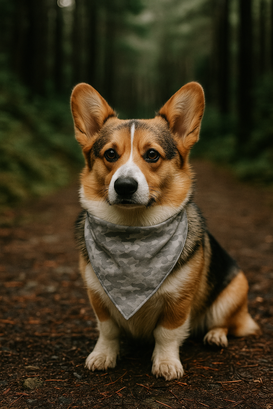 Stealth & Sass Dog Scarf – Grey Camo Bandana