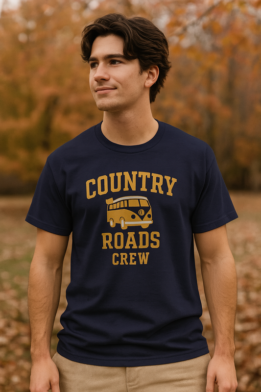 Vintage West Virginia School Pride Unisex Tee, Blue Gold Country Roads Box Shirt