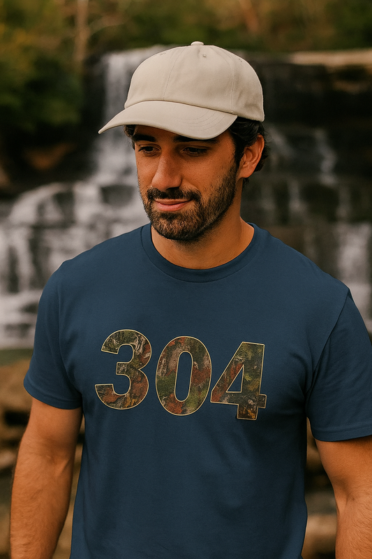 West Virginia Area Code Camo T-Shirt, WV Camo Tee, Mountain State Shirt, Appalachian Tee, 304 Area Code Shirt