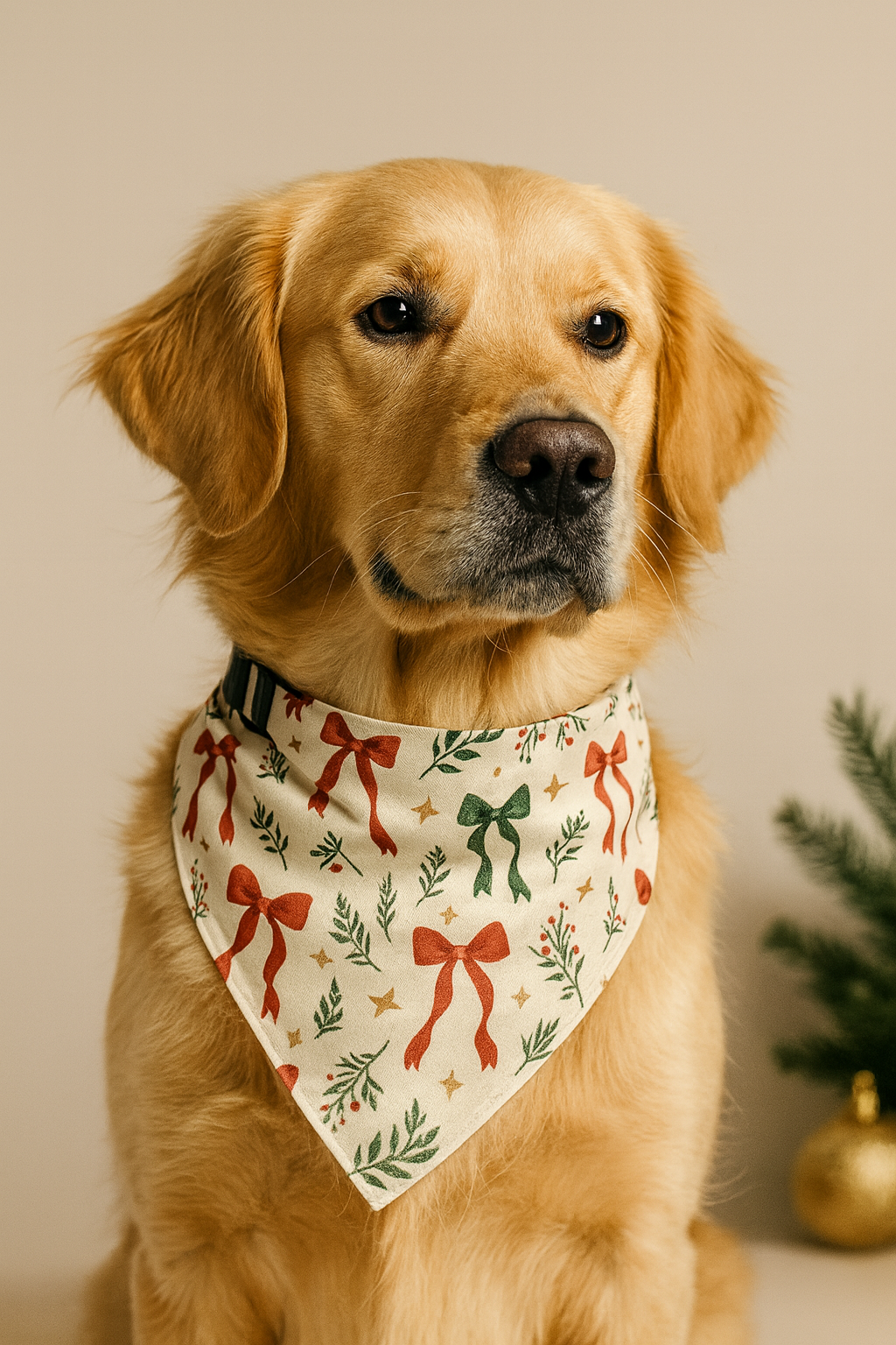 Festive Bow & Botanicals Dog Bandana