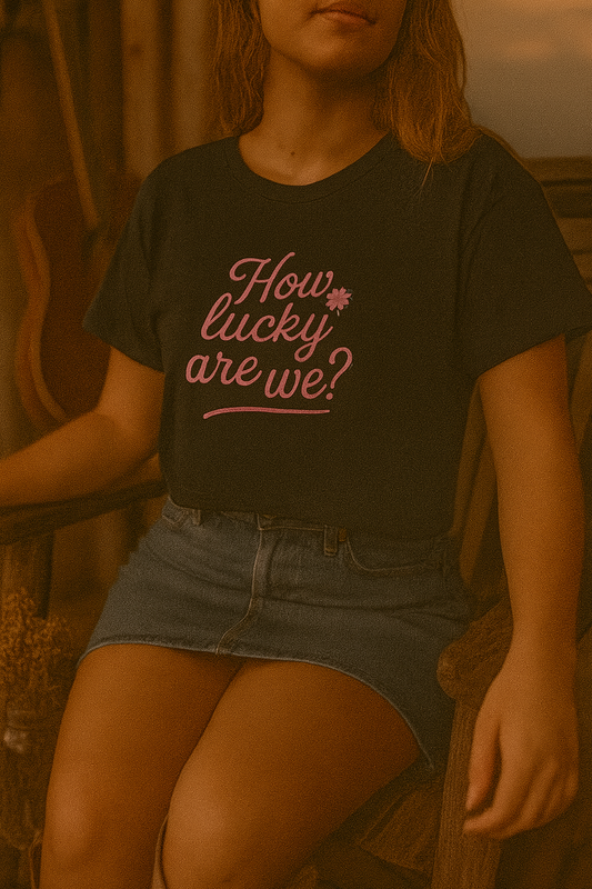 Crop Tee, Women's Shirt with Lucky Number 28, How Luck Are We, Music Fan Crop Top, Graphic Tee, Concert Apparel,