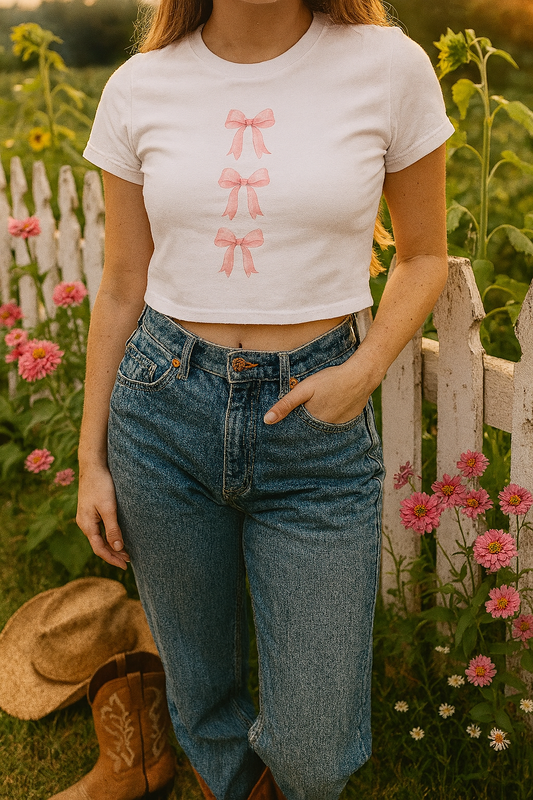 Crop Tee - Coquette Aesthetic Baby Tee to Match Country Coquette Skirts