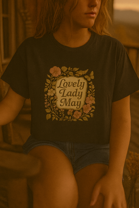 Lovely lady May Oversized T-Shirt for Concerts and Summer Outings, Cute Graphic Tee, Women's Fashion Top