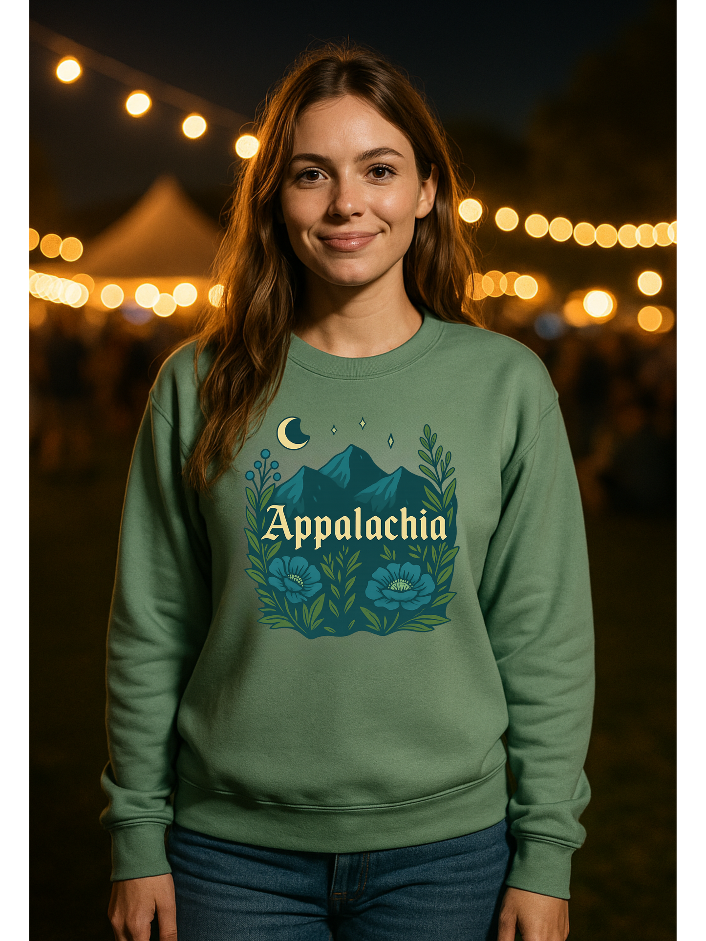 🌙 Appalachia Moonlit Mountains Sweatshirt – Garment Dyed