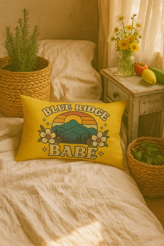 BlueRidge Babe Lumbar Pillow, Throw Pillow for Bed or Couch, Home Decor Accent, Decorative Pillow Cushion, Blue Ridge Mountains Pillow, Gift