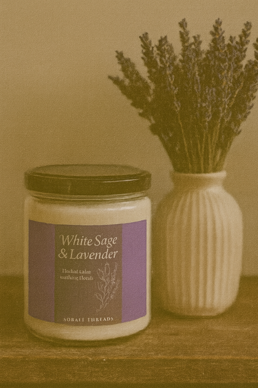 Soy Candle, Calming White Sage and Lavender Scented 9oz Candle - Relaxation, Home Decor, Aromatherapy, Gift, Meditation Candle