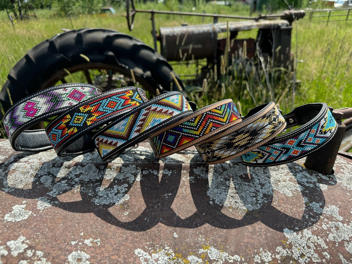Leather Beaded Dog Collar