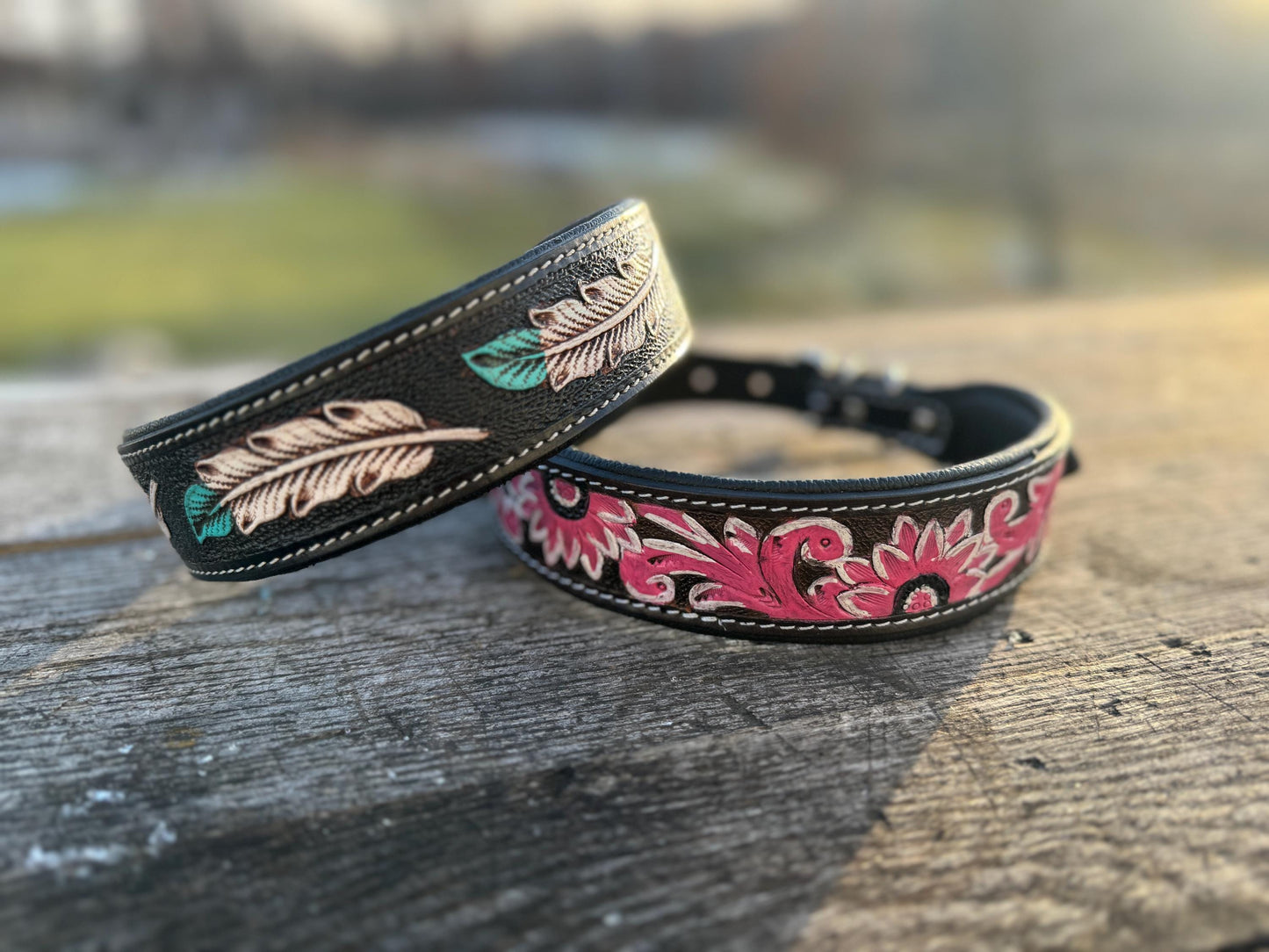 Hand-Tooled Leather Dog Collars