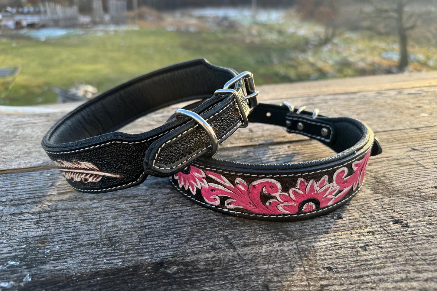 Hand-Tooled Leather Dog Collars