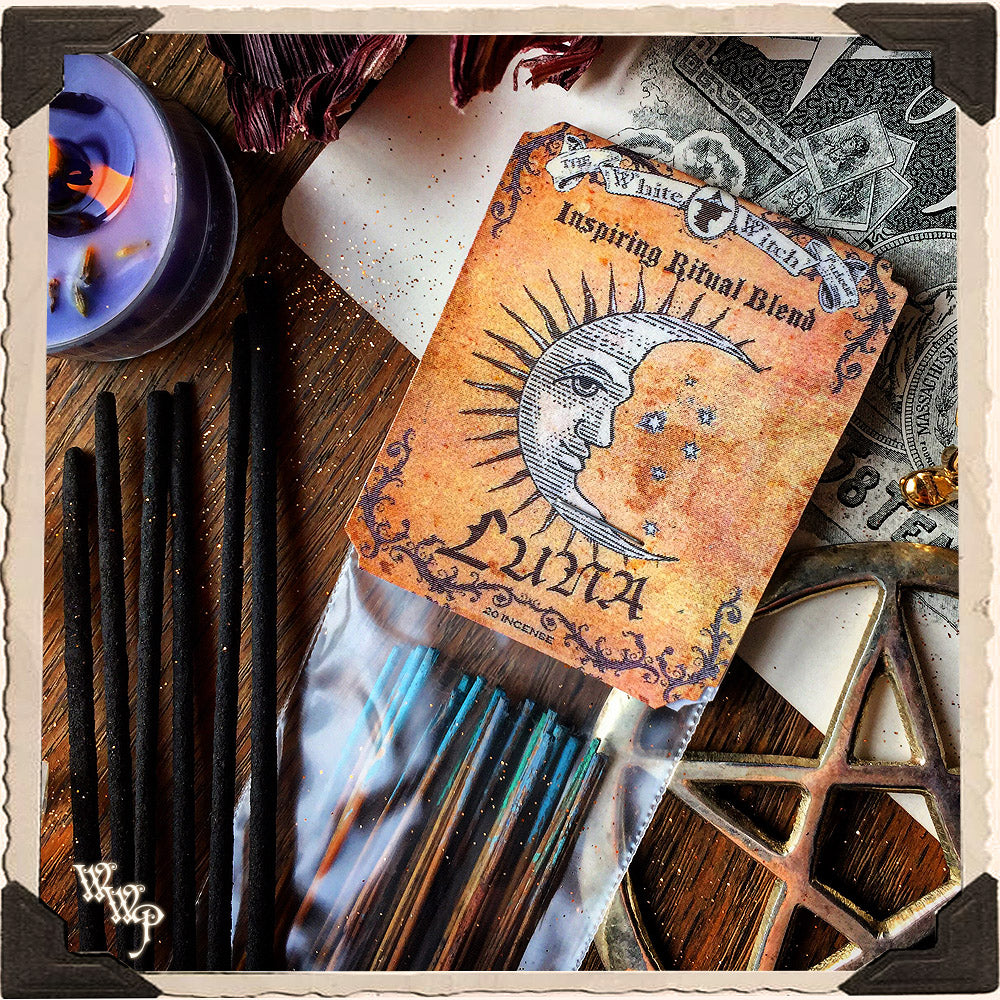 LUNA RITUAL INCENSE. 20 Sticks. Blessed by Amethyst, Bloodstone. For Inspiration & Healing.