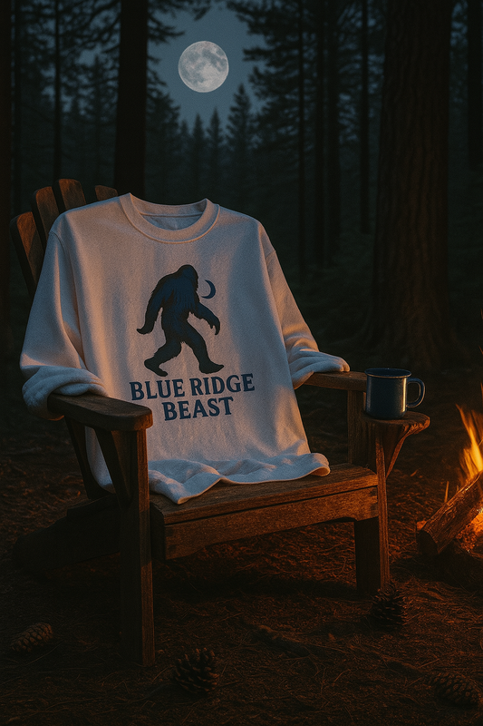 Blue Ridge Big foot Sweatshirt, Cozy Crewneck for Nature Lovers, Gift for Adventurers, Sasquatch Pullover for Outdoor Enthusiasts