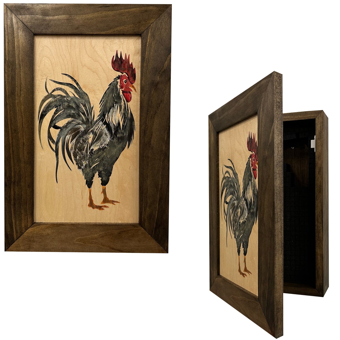 Hidden Gun Cabinet – Farmhouse Rooster Wall Art